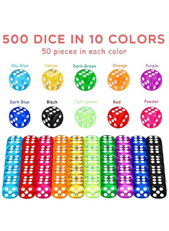 Syhood Syhood 1000 Pcs 14mm Colored Dice Bulk Dice 6 Sided Dice Set with 5 Pieces Drawstring Pouches Standard Game Dice for Classroom Teaching Math Learning Board Dices Game, 10 Color  - Image 3