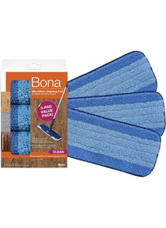 BONA Bona Microfiber Cleaning Pad for Hardwood & Hard Surface Floors - 3 Pack - For Use With Bona Mop - Dual Zone Cleaning Design for Faster Cleanup  - Image 1