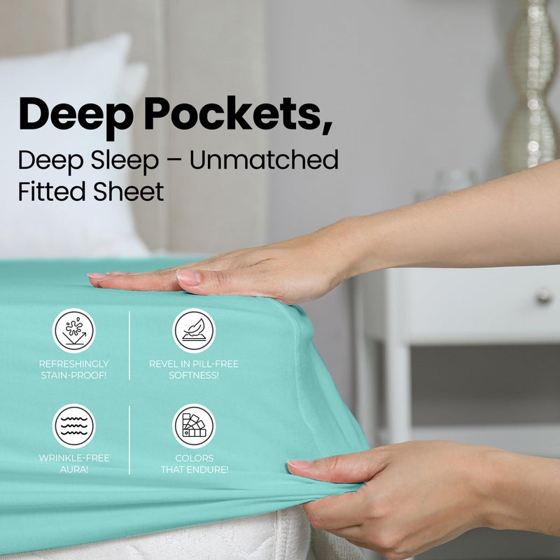 Utopia Bedding Queen Fitted Sheet - Bottom Sheet - Deep Pocket - Soft Microfiber - Shrinkage and Fade Resistant - Easy Care -1 Fitted Sheet Only (Spa Blue) - Image 4