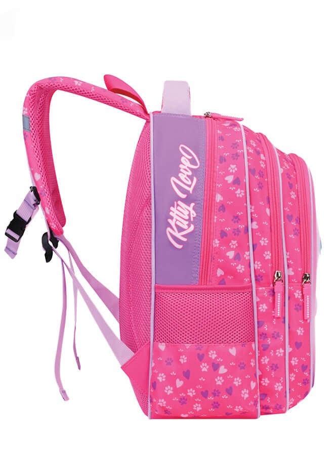 ريوليو حقيبة ظهر مزينة مع مقلمة، مزودة بحمالات مبطنة، وحجرة للابتوب، ومتوافقة مع العربات، مناسبة لعمر 3 سنوات فأكثر، وردية اللون - 16 بوصة - Image 3