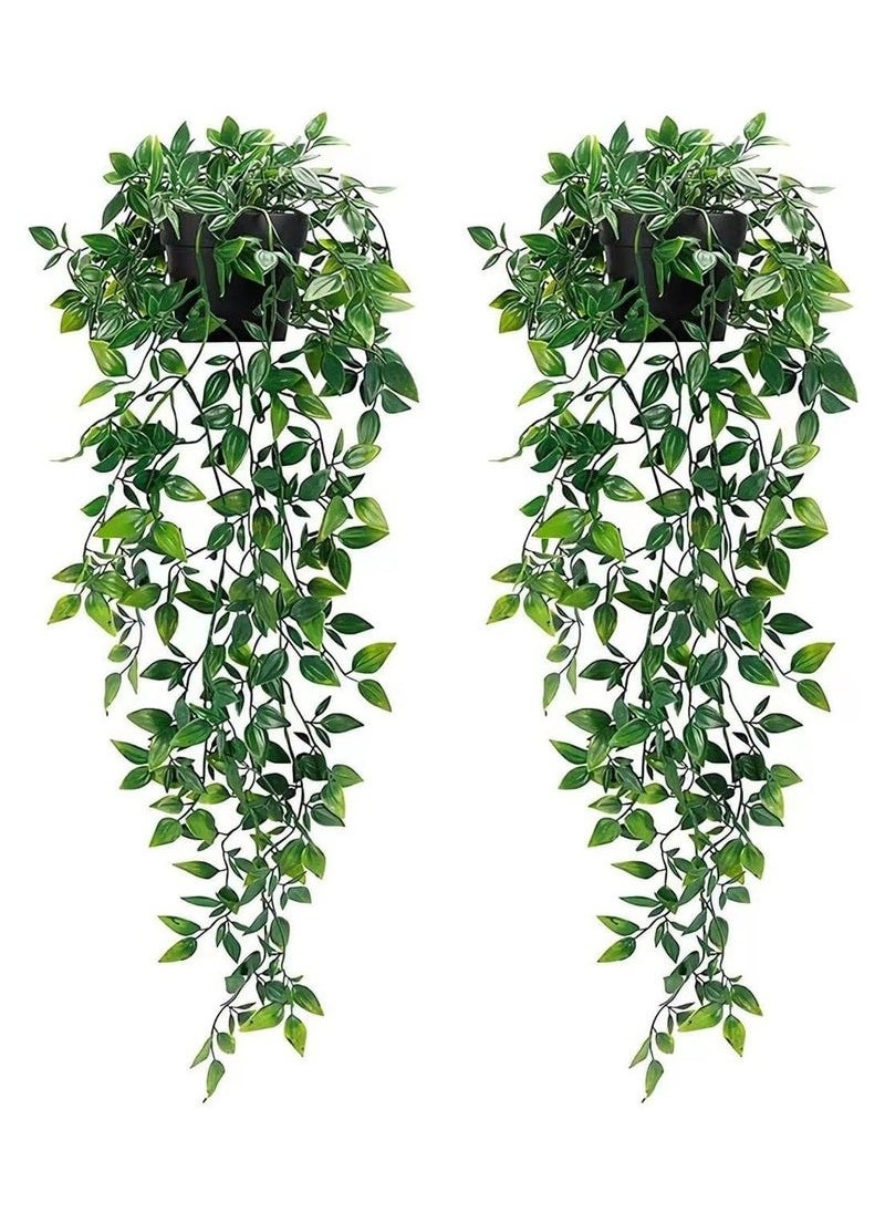 JOGAMS - 2 Sets Artificial Plants Hanging Artificial Plants Artificial Trees Small Artificial Trees Decorative Trees Plant with 9 cm Pot - Image 1