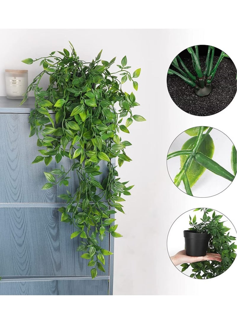 JOGAMS - 2 Sets Artificial Plants Hanging Artificial Plants Artificial Trees Small Artificial Trees Decorative Trees Plant with 9 cm Pot - Image 1