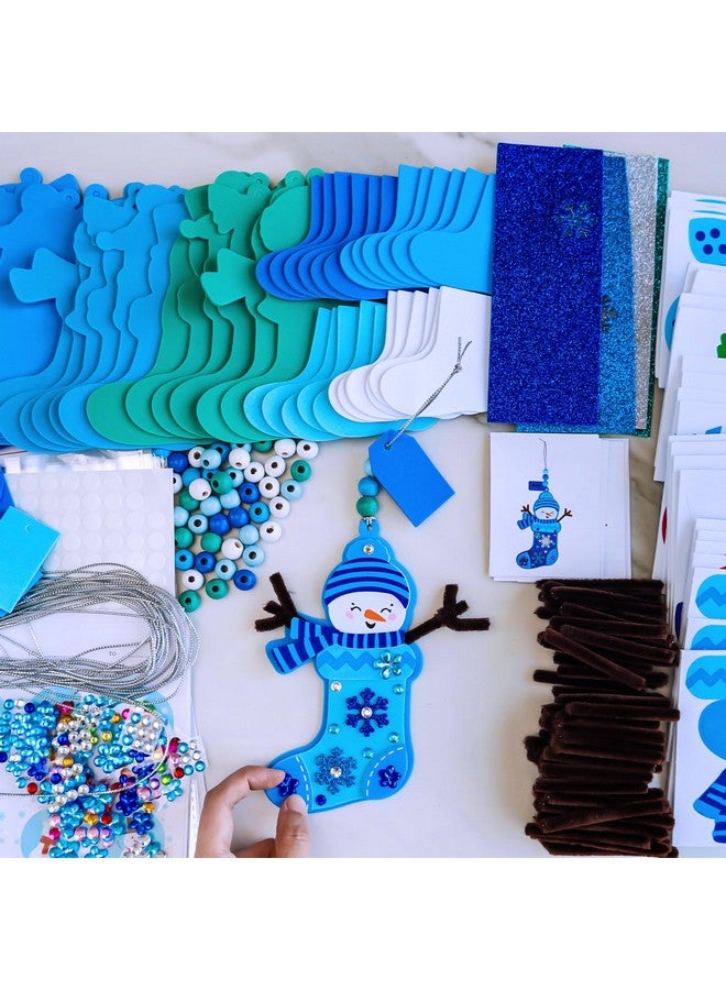 Winlyn 24 Sets Christmas Craft Kits Winter Crafts DIY Snowman Stocking Ornaments Decorations Snowman Snowflakes Foam Stickers Arts and Crafts for Kids Classroom Art Activities Holiday Party Favors - Image 3