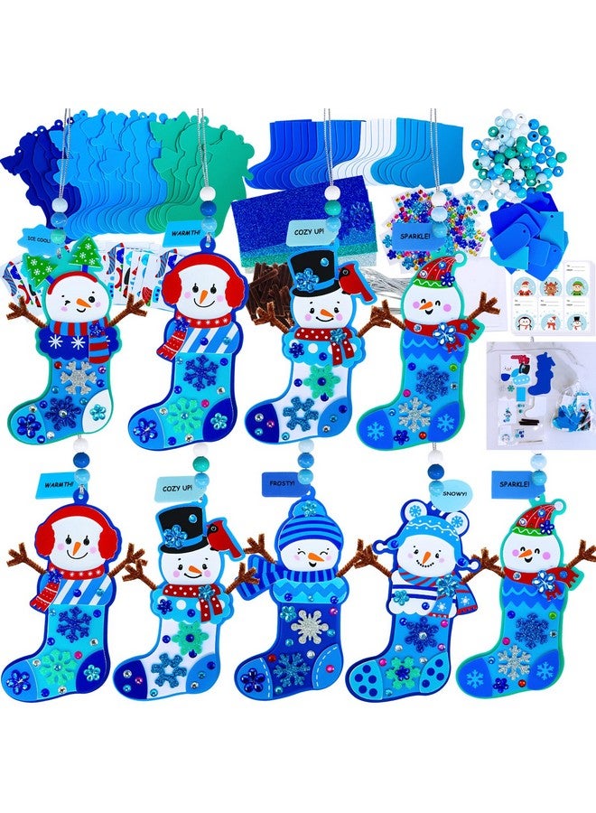 Winlyn 24 Sets Christmas Craft Kits Winter Crafts DIY Snowman Stocking Ornaments Decorations Snowman Snowflakes Foam Stickers Arts and Crafts for Kids Classroom Art Activities Holiday Party Favors - Image 1