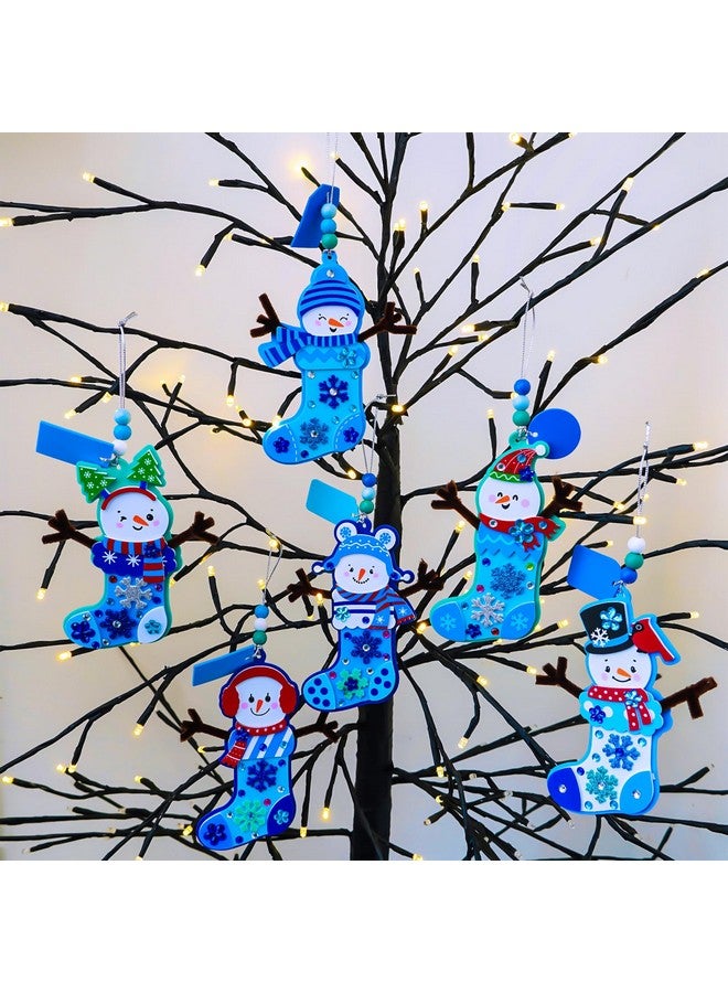 Winlyn 24 Sets Christmas Craft Kits Winter Crafts DIY Snowman Stocking Ornaments Decorations Snowman Snowflakes Foam Stickers Arts and Crafts for Kids Classroom Art Activities Holiday Party Favors - Image 2