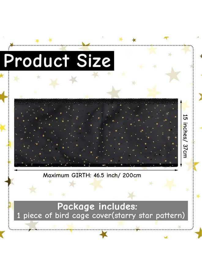 Shappy Large Bird Cage Cover Birdcage Nylon Mesh Net Cover Seed Feather Catcher Twinkle Star Universal Birdcage Cover Bird Seed Guard Skirt for Parakeet Macaw African Round Square Cage (Black, L)  - Image 2