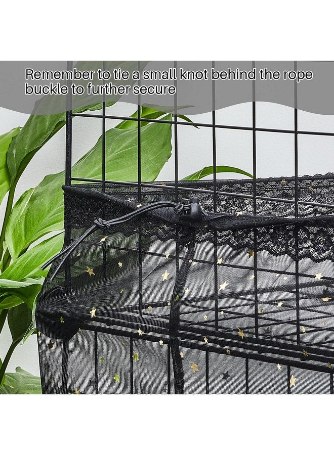 Shappy Large Bird Cage Cover Birdcage Nylon Mesh Net Cover Seed Feather Catcher Twinkle Star Universal Birdcage Cover Bird Seed Guard Skirt for Parakeet Macaw African Round Square Cage (Black, L)  - Image 5