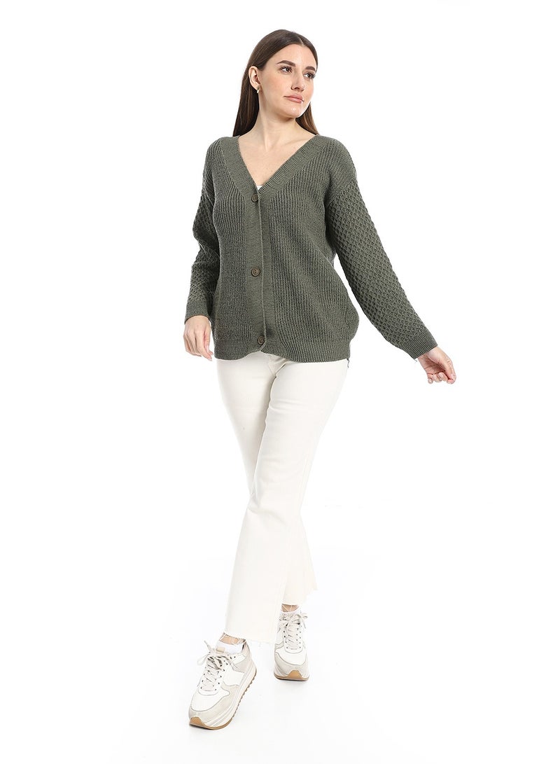 سيزار كارديجان صوف حريمي بزراير من الأمام - Image 1