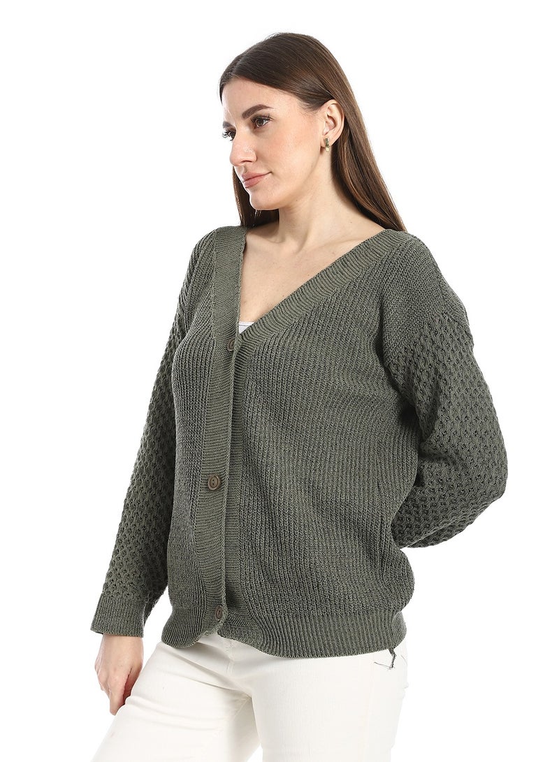 سيزار كارديجان صوف حريمي بزراير من الأمام - Image 3