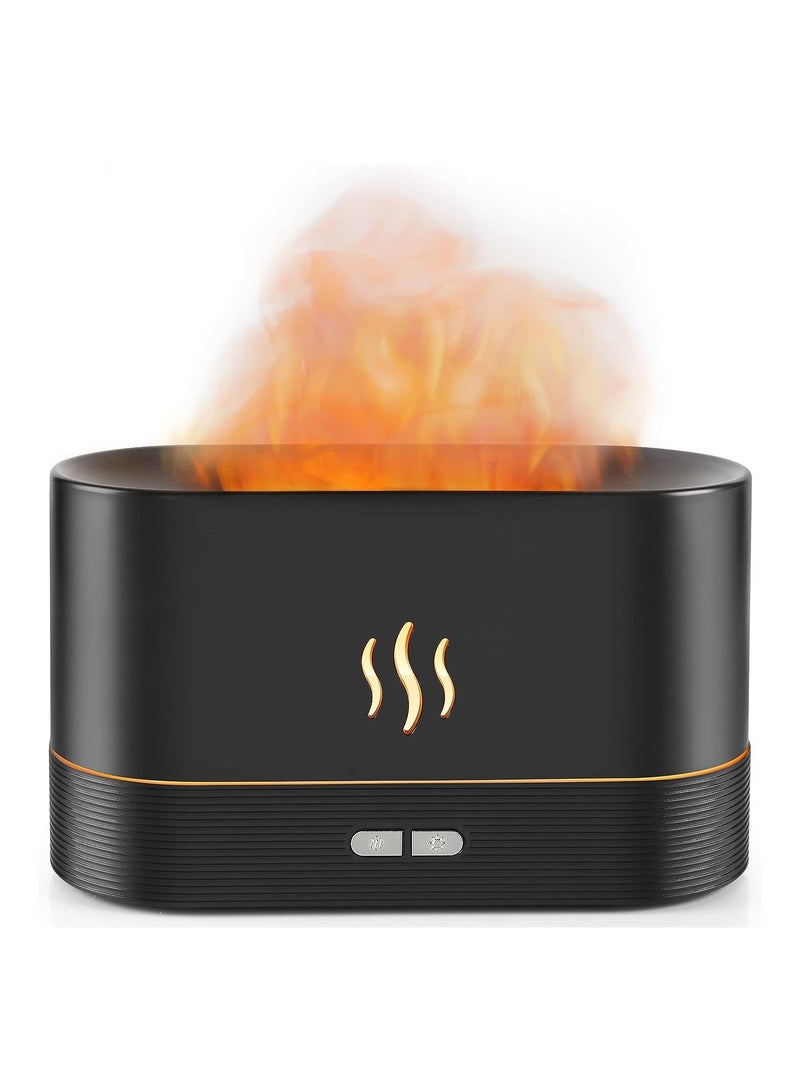 ELTERAZONE Flame Diffuser Humidifier-Auto Off 180ml Essential Oil Diffuser-2 Modes Brightness Aroma Humidifier with Fire Flame Effect for Home,Office,Spa,Gym(Black) - Image 1