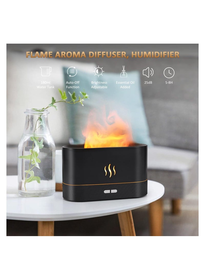 ELTERAZONE Flame Diffuser Humidifier-Auto Off 180ml Essential Oil Diffuser-2 Modes Brightness Aroma Humidifier with Fire Flame Effect for Home,Office,Spa,Gym(Black) - Image 2