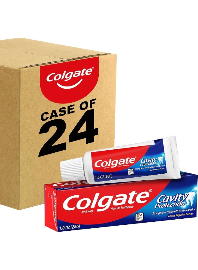 Colgate معجون أسنان كولجيت لحماية التجاويف مع الفلورايد، نكهة عادية رائعة، 1 أونصة (عبوة من 24) - Image 1