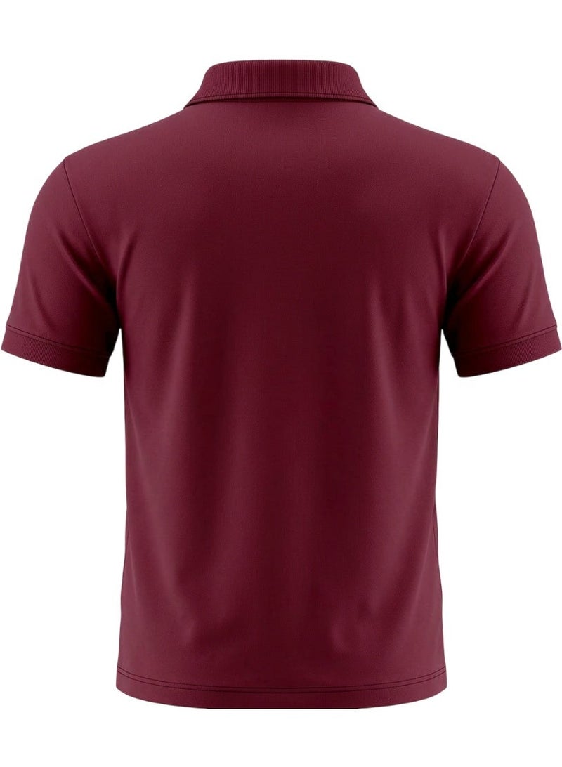ZE|RO Men’s Slim Fit Collar Polo T-Shirts - Maroon - Image 2