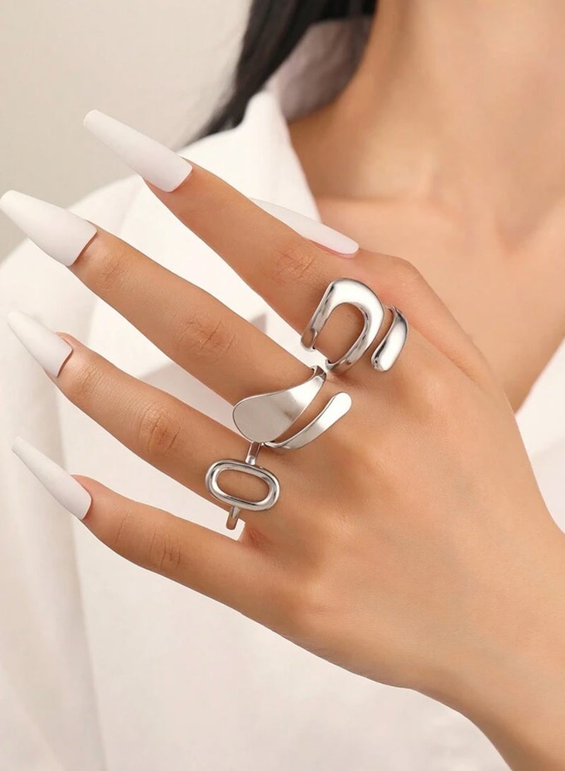 sixtyfour 3pcs Of Elegant & High Quality Stainless Steel Rings For Women One Size - Image 1