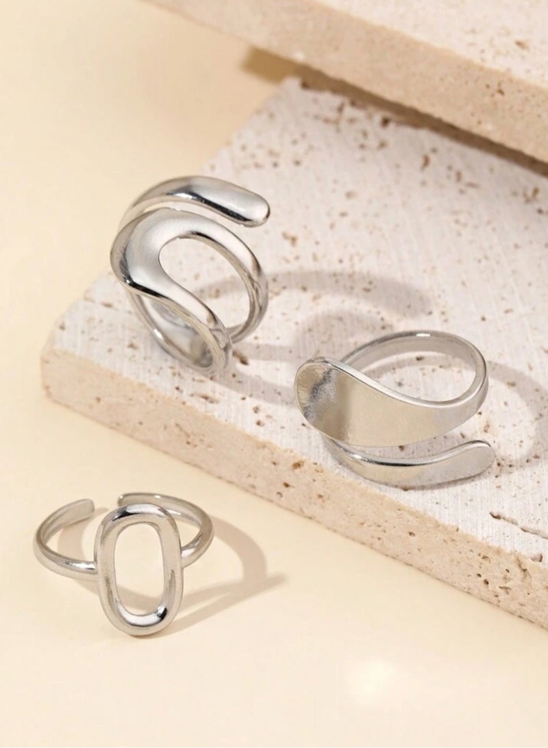 sixtyfour 3pcs Of Elegant & High Quality Stainless Steel Rings For Women One Size - Image 2