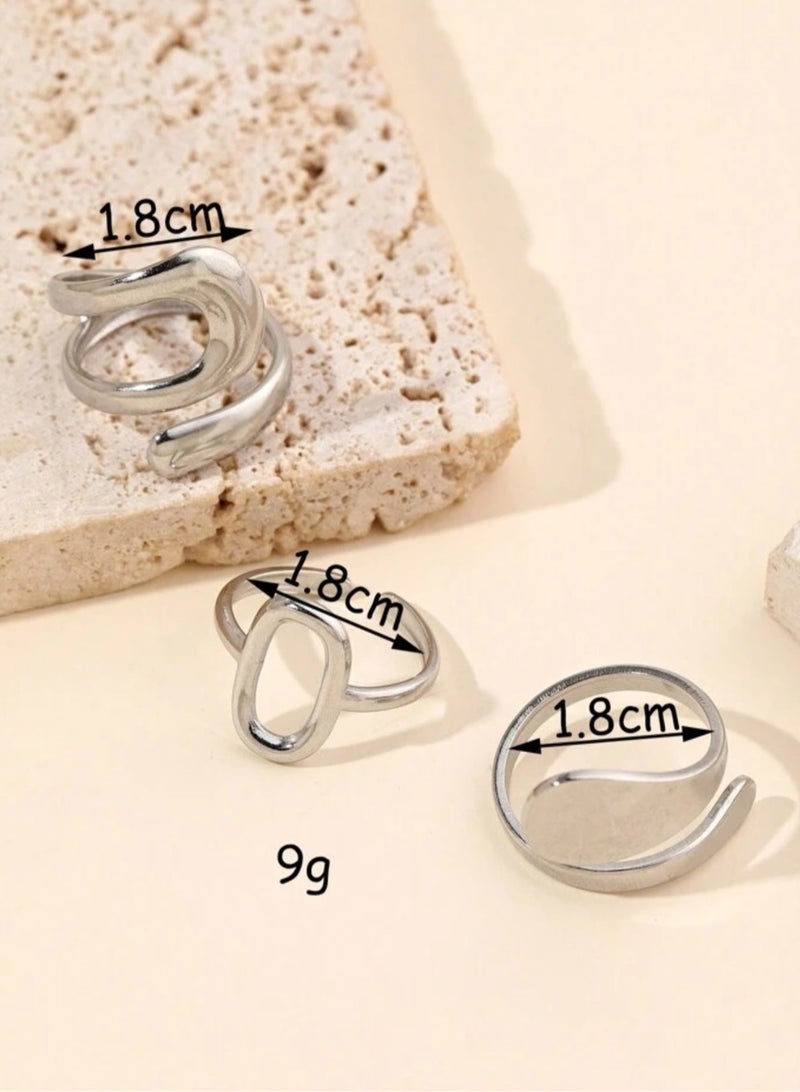 sixtyfour 3pcs Of Elegant & High Quality Stainless Steel Rings For Women One Size - Image 3