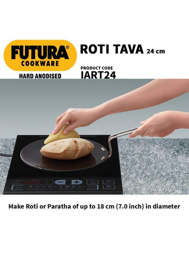 Hawkins هوكينز فوتورا 24 سم طاوة روتي، طاوة صلبة مؤكسدة، طاوة للاندكشن، سوداء (IART24) - Image 4