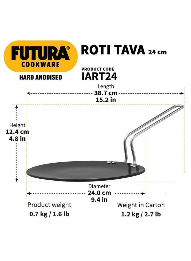 Hawkins هوكينز فوتورا 24 سم طاوة روتي، طاوة صلبة مؤكسدة، طاوة للاندكشن، سوداء (IART24) - Image 3