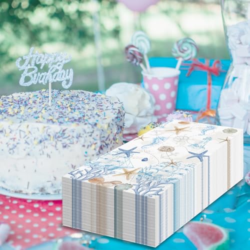 wuhuzsm 100 Pcs Nautical Coastal Paper Napkins, Sea Blue Disposable Guest Towels for Wedding, Boat & Beach Parties, Bathroom Hand Towels, Dinner Decorative Supplies - Image 5