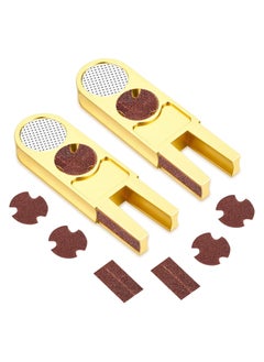 SYOSI 2 Pcs Billiards Pool Cue Tip Shaper Tool U Shaped Cue Tip Scuffer Burnisher Metal Cue Tip Sander Cue Stick Tool U Shaped Multi Functional Cue Tip Trimmers Tapper with Sandpaper  - Image 1