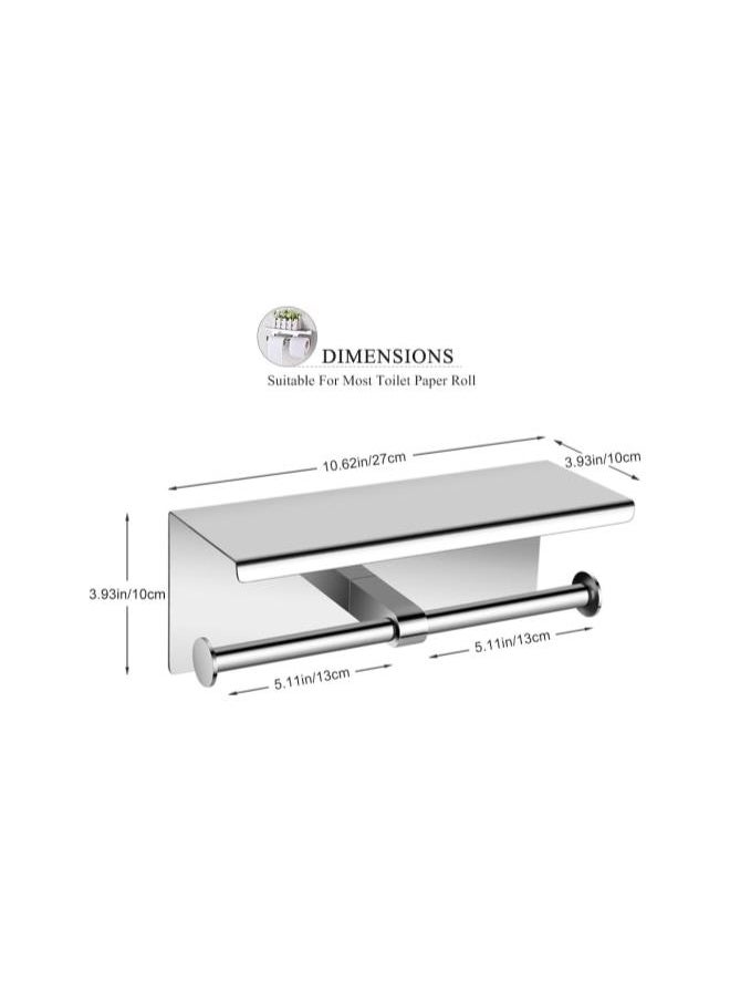 Generic - Bathroom Toilet Paper Holder with Shelf, Stainless Steel Double Roll Toilet Tissue Holder Dual Wall Mounted for Mobile Phone Storage, Commercial Toilet Paper Dispenser, Brushed Nickel - Image 1
