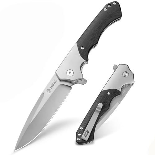NedFoss W.SWAN Pocket Knife, Sharp D2 Steel Folding Knife with Clip, G10 Handle, Safety Liner Lock, Large Pocket Knives for Hiking, Outdoor, Mens Gift - Image 1