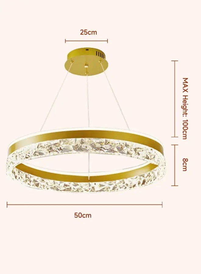 ثريا LED عصرية مع خاصية التعتيم عن بُعد | تصميم حلقي أكريليك قابل للتعديل | مصباح معلق ٥٠ واط للمطبخ وغرفة الطعام وغرفة المعيشة | مثالي للديكورات العربية - Image 3