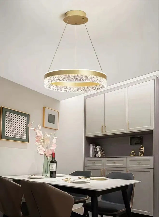 ثريا LED عصرية مع خاصية التعتيم عن بُعد | تصميم حلقي أكريليك قابل للتعديل | مصباح معلق ٥٠ واط للمطبخ وغرفة الطعام وغرفة المعيشة | مثالي للديكورات العربية - Image 4