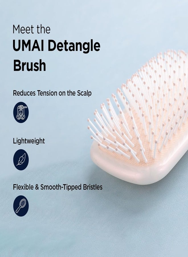 UMAI Detangler Hair Brush | Flexible Bristles | Paddle Brush with Cushioning for Smoothening out Curls, Straightening and Styling Hair|Wet & Dry Hair Pain Free Detangling (Beige) - Image 2