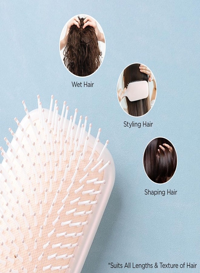UMAI Detangler Hair Brush | Flexible Bristles | Paddle Brush with Cushioning for Smoothening out Curls, Straightening and Styling Hair|Wet & Dry Hair Pain Free Detangling (Beige) - Image 4