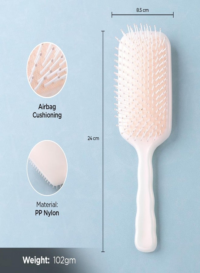 UMAI Detangler Hair Brush | Flexible Bristles | Paddle Brush with Cushioning for Smoothening out Curls, Straightening and Styling Hair|Wet & Dry Hair Pain Free Detangling (Beige) - Image 3