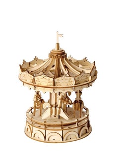 Robotime Rolife Merry-Go-Round TG404, Assembly Brain Teaser 3D Wooden Puzzle DIY Build Model Crafts Kits, Unique Home Decor Birthday Gifts for Teens or Adults  - Image 1