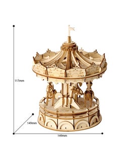 Robotime Rolife Merry-Go-Round TG404, Assembly Brain Teaser 3D Wooden Puzzle DIY Build Model Crafts Kits, Unique Home Decor Birthday Gifts for Teens or Adults  - Image 2
