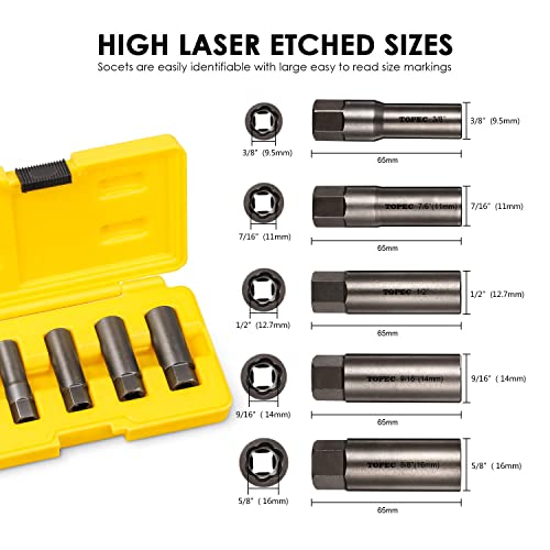 Topec 5-Piece Spiral Type Deep Extractor Set, Spark Plug Easy-out Set, for Removing Deeply trapped and Broken Bolts, Studs, Fittings, Threaded Pipes and Pins - Image 2