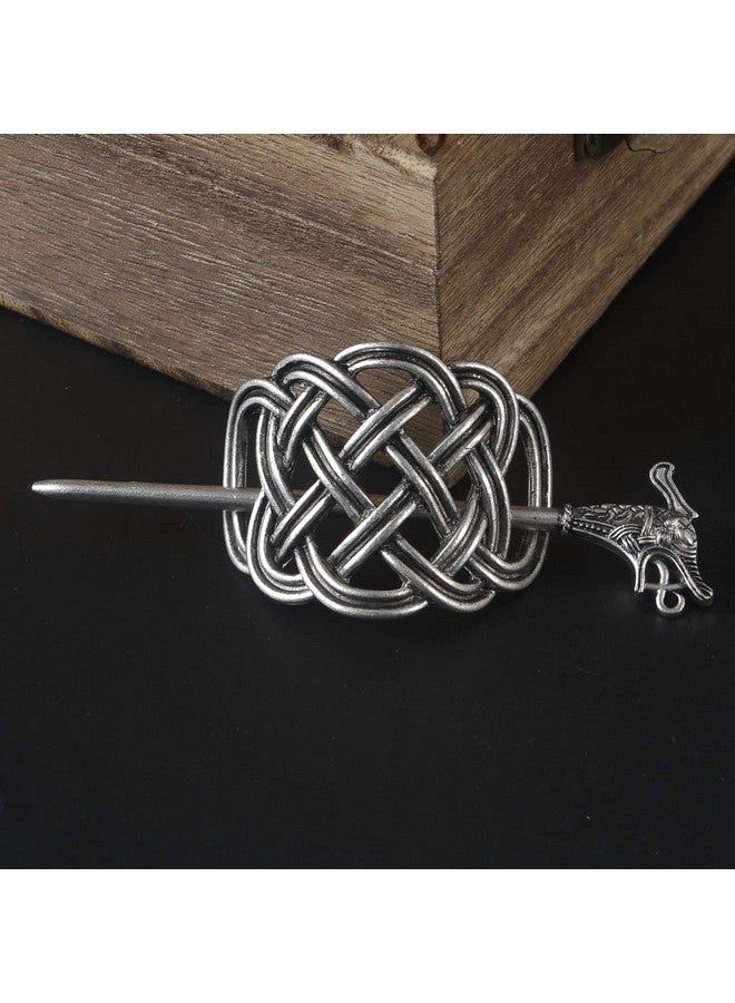 LQQQL Viking Celtic Hair Clips Hairpins Viking Hair Accessories Celtic Knot Hair Pins Antique Silver Hair Sticks Irish Hair Decor Accessories For Long Hair Jewelry Braids Hair Slide Clip - Image 3