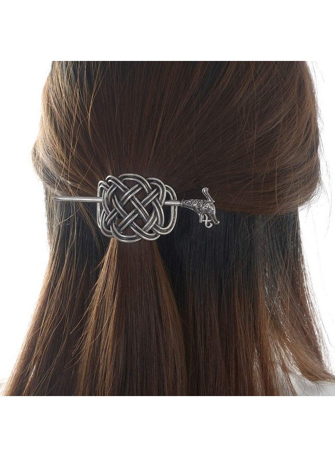 LQQQL Viking Celtic Hair Clips Hairpins Viking Hair Accessories Celtic Knot Hair Pins Antique Silver Hair Sticks Irish Hair Decor Accessories For Long Hair Jewelry Braids Hair Slide Clip - Image 4
