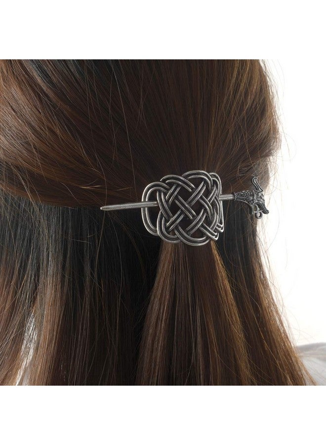 LQQQL Viking Celtic Hair Clips Hairpins Viking Hair Accessories Celtic Knot Hair Pins Antique Silver Hair Sticks Irish Hair Decor Accessories For Long Hair Jewelry Braids Hair Slide Clip - Image 5