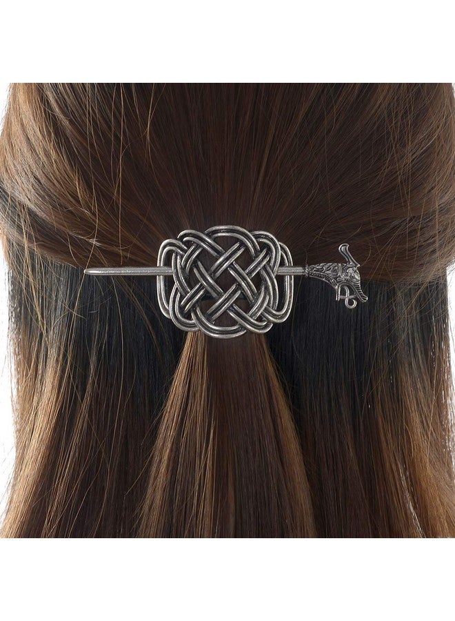 LQQQL Viking Celtic Hair Clips Hairpins Viking Hair Accessories Celtic Knot Hair Pins Antique Silver Hair Sticks Irish Hair Decor Accessories For Long Hair Jewelry Braids Hair Slide Clip - Image 1