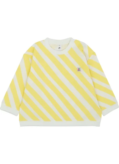 Jrmori Sideways Stripe Printed Sweatshirt with Snap on Shoulders