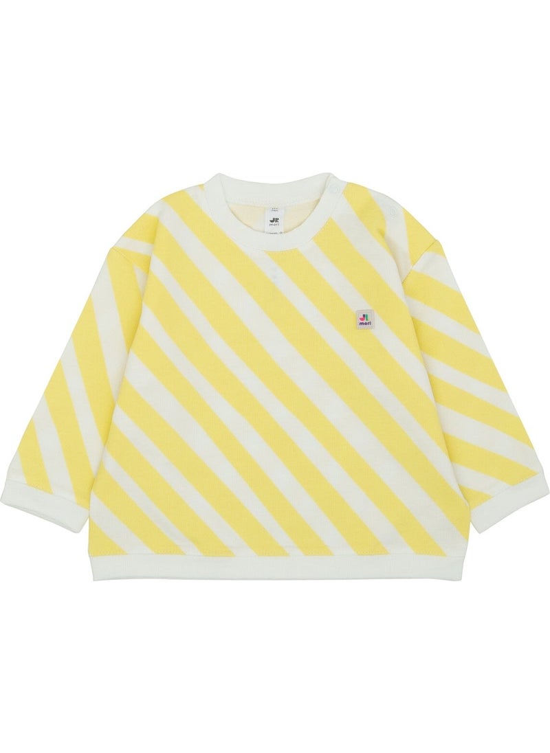 Jrmori - Sideways Stripe Printed Sweatshirt with Snap on Shoulders - Image 1