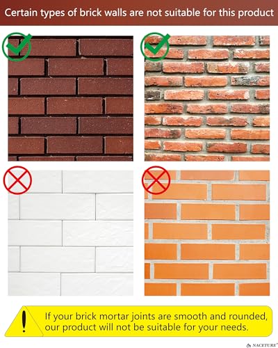 NACETURE مشابك الطوب NACETURE (عبوة 4) – شماعات طوب بدون حفر للأحجار بارتفاع 2.25"–2.40"، تتطلب تجويف مونة ≥1/8"، تحمل حتى 25 رطل – مشابك للزينة الخارجية والأضواء - Image 5