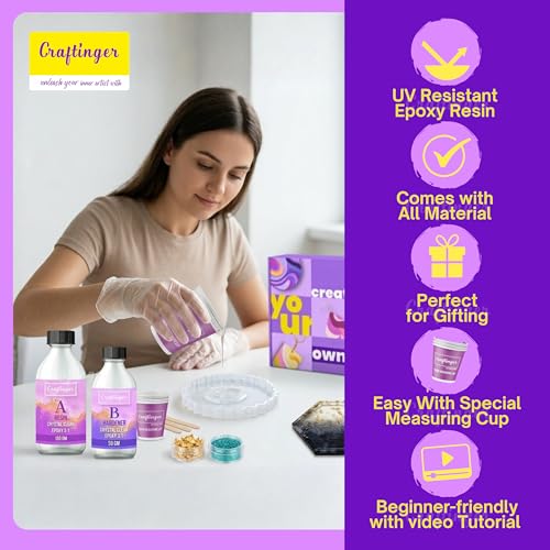 Craftinger Diy Resin Coaster Kit With 200Gm Epoxy Resin Moulds And More, Multicolor - Image 3