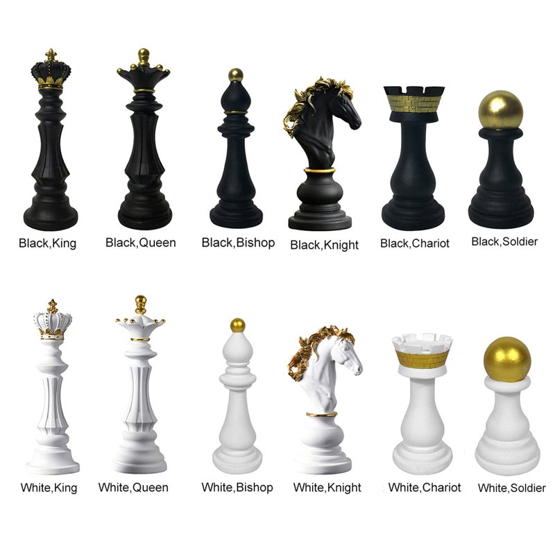 Ragyzity Chess King Statue Sculpture Ornament, Game Figure Decoration Ornament, Collectible Figurine Craft Furnishing for Home House Decoration Office Desk (King, Black) - Image 5