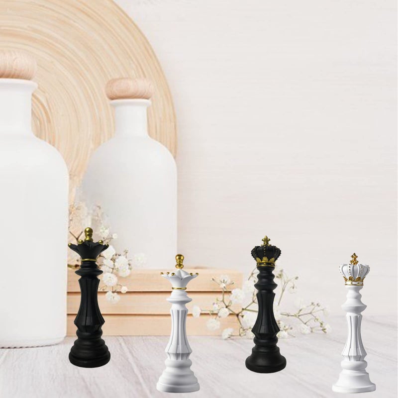 Ragyzity Chess King Statue Sculpture Ornament, Game Figure Decoration Ornament, Collectible Figurine Craft Furnishing for Home House Decoration Office Desk (King, Black) - Image 3