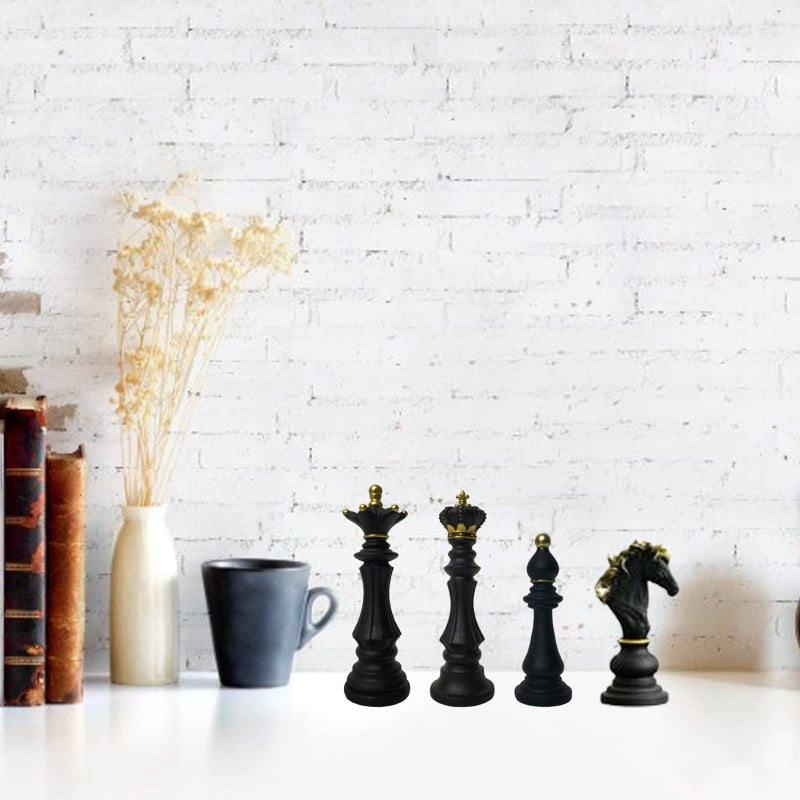 Ragyzity Chess King Statue Sculpture Ornament, Game Figure Decoration Ornament, Collectible Figurine Craft Furnishing for Home House Decoration Office Desk (King, Black) - Image 2