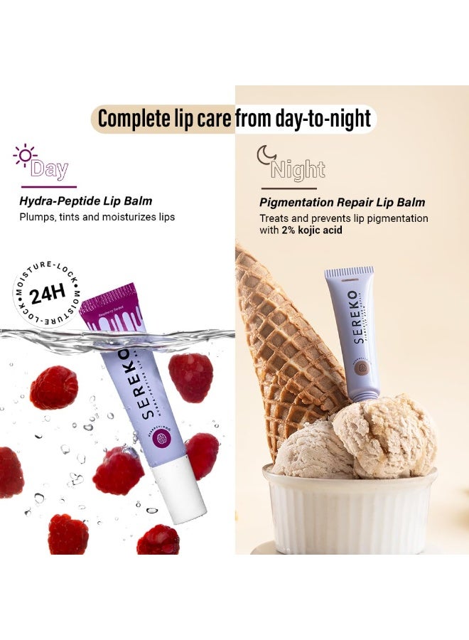 SEREKO Brighten & Hydrate AM-PM Lip balm Combo for Nourishes Chapped & Fades Dark Lips, Tinted & Non-Tinted Suitable Set for Men & Women With Coffee & Raspberry Flavor (Pack of 2) 8g - Image 3