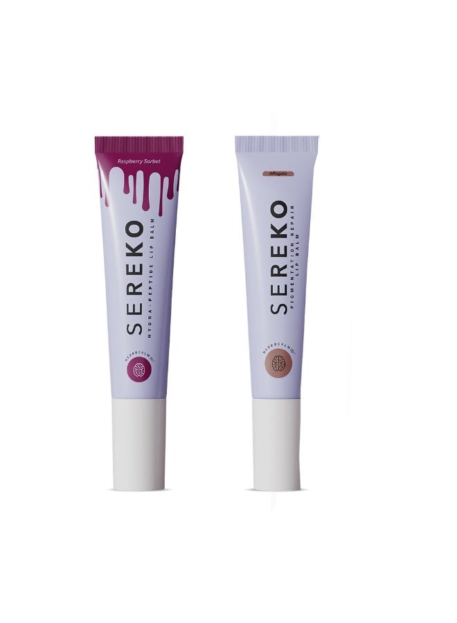 SEREKO Brighten & Hydrate AM-PM Lip balm Combo for Nourishes Chapped & Fades Dark Lips, Tinted & Non-Tinted Suitable Set for Men & Women With Coffee & Raspberry Flavor (Pack of 2) 8g - Image 1