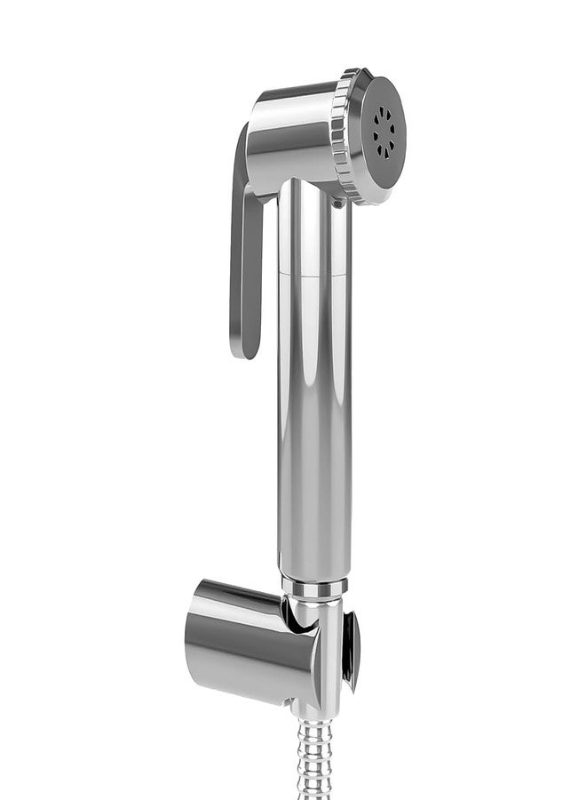 Jaquar Hand Shower (Health Faucet) with 8mm Dia, 1-Meter Flexible Tube & Wall Hook - Durable, Easy-Install Bathroom Shower Head Replacement, Sliver, Chrome Finish - Image 1