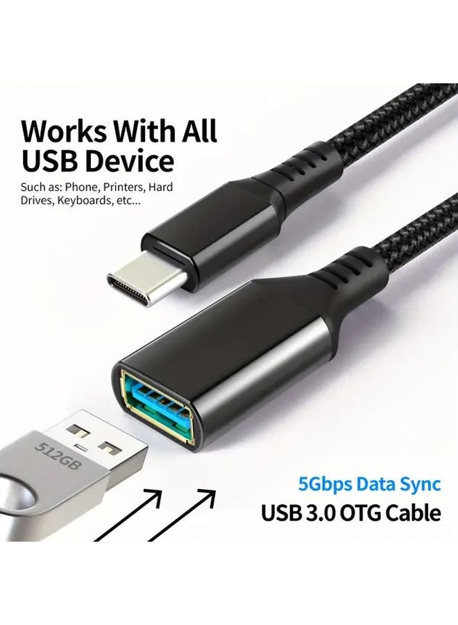 High Speed OTG Cable 5Gbps Type C To USB 3 0 Black Supports iPhone 15 16 Xiaomi - Image 4