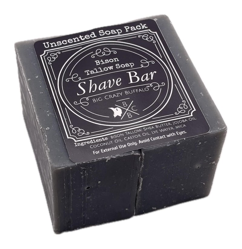 Big Crazy Buffalo Bison Tallow Buff Shave Bar, Unscented, (2 pack) - Razor Friendly, Moisturizing, Glides, Soothes, and Naturally Derived - No Dyes, Chemicals, Fragrances, Preservatives - Image 1